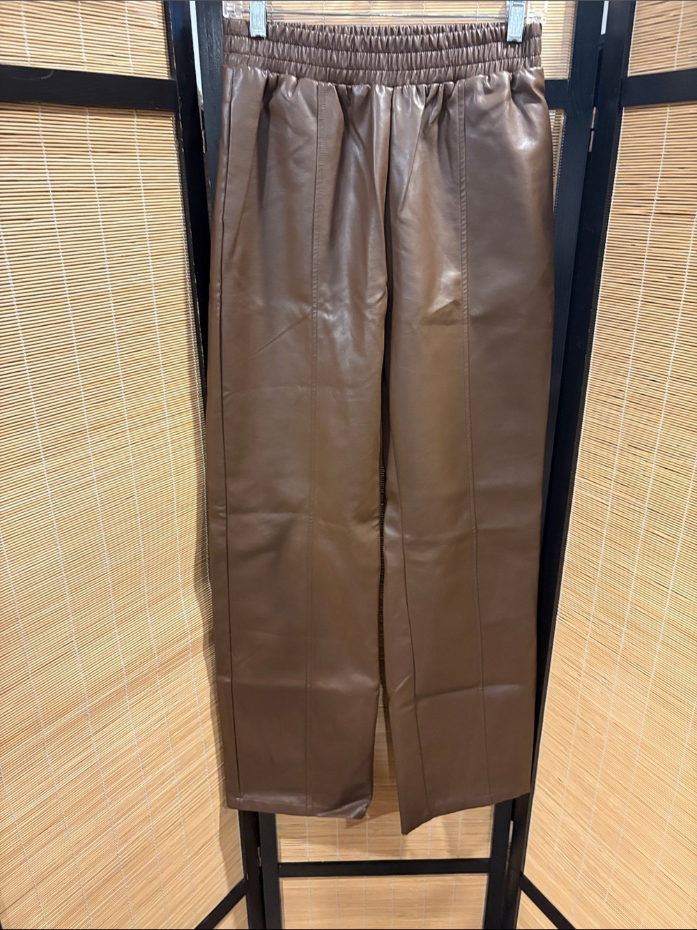 Forever 21 Brown Faux Leather Wide-Leg Pants